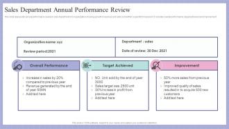 Sales Department Annual Performance Review