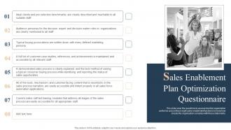 Sales Enablement Plan Optimization Questionnaire