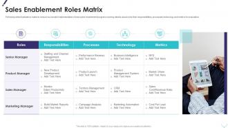 Sales enablement roles matrix improving planning segmentation ppt summary