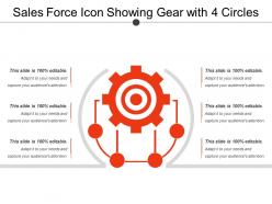 Sales force icon showing gear with 4 circles