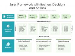Sales framework with business decisions and actions
