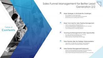 Sales Funnel Management For Better Lead Generation Table Of Contents