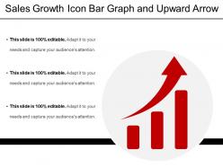 Sales growth icon bar graph and upward arrow