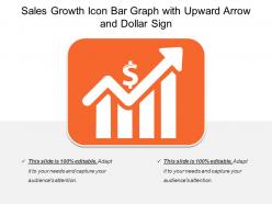 Sales growth icon bar graph with upward arrow and dollar sign