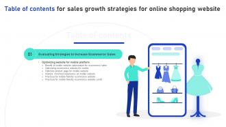 Sales Growth Strategies For Online Shopping Website For Table Of Contents