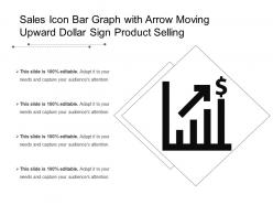 Sales icon bar graph with arrow moving upward dollar sign product selling