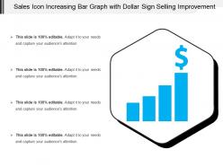 Sales icon increasing bar graph with dollar sign selling improvement