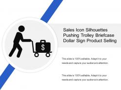 Sales icon silhouettes pushing trolley briefcase dollar sign product selling
