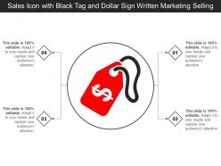Sales icon with black tag and dollar sign written marketing selling