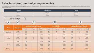Sales Incorporation Budget Report Review
