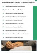 Sales Increment Proposal Table Of Contents One Pager Sample Example Document
