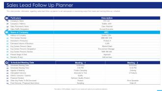 Sales Lead Follow Up Planner Marketing Strategies Playbook