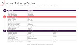 Sales Lead Follow Up Planner Sales Methodology Playbook
