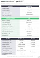 Sales Lead Follow Up Planner Sales Playbook Template One Pager Sample Example Document