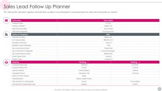 Sales Lead Follow Up Planner Salesperson Guidelines Playbook