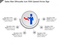 Sales Man Silhouette Icon With Upward Arrow Sign Ppt Example File