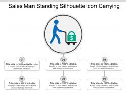 Sales man standing silhouette icon carrying ppt examples
