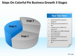 Sales management consultant steps colorful pie business growth 3 stages powerpoint templates 0527