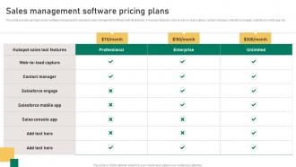 Sales Management Software Pricing Plans Implementation Guidelines For Sales MKT SS V