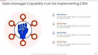 Sales Manager Capability Icon For Implementing CRM