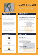 Sales manager cv template with skills and achievements