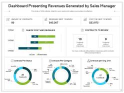 Sales manager planning revenues dashboard generation business product development