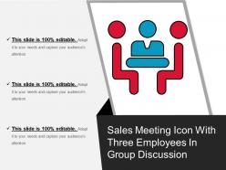 Sales meeting icon with three employees in group discussion