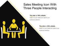 Sales meeting icon with three people interacting