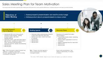 Sales Meeting Plan For Team Motivation B2b Sales Representatives Guidelines Playbook