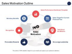 Sales motivation outline sales performance dashboard template monetary benefits