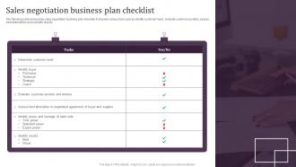 Sales Negotiation Business Plan Checklist