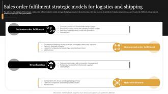 Sales Order Fulfilment Strategic Models For Logistics And Shipping
