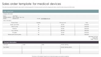 Sales Order Template For Medical Devices