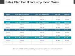 Sales plan for it industry four goals powerpoint graphics