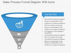 Sales process funnel diagram with icons flat powerpoint design