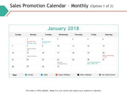 Sales Promotion Calendar Monthly Management Ppt Powerpoint Presentation Professional Skills