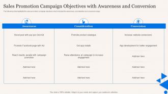 Sales Promotion Campaign Objectives With Awareness And Conversion