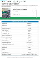 Sales Proposal For Solar Energy PV Module For Your Project One Pager Sample Example Document