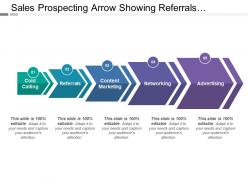 Sales prospecting arrow showing referrals content marketing