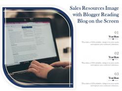 Sales resources image with blogger reading blog on the screen