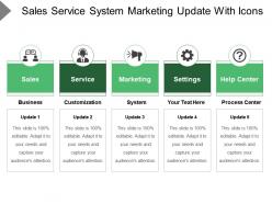 Sales service system marketing update with icons