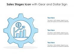 Sales stages icon with gear and dollar sign