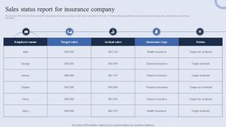 Sales Status Report For Insurance Company