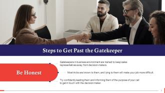 Sales Strategies For Getting Past The Gatekeeper Training Ppt Impactful Appealing