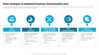 Sales Strategies To Implement Business Transformation Plan
