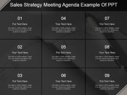 Sales strategy meeting agenda example of ppt