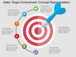 Sales target achievement concept representation flat powerpoint design