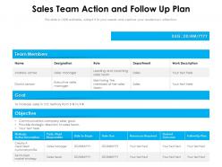 Sales team action and follow up plan