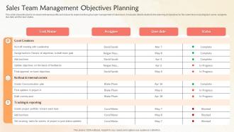 Sales Team Management Objectives Planning