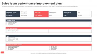 Sales Team Performance Improvement Plan